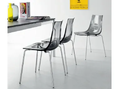 Sedia moderna in metallo con scocca in policarbonato trasparente Spot di Aeffe