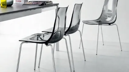 Sedia moderna in metallo con scocca in policarbonato trasparente Spot di Aeffe