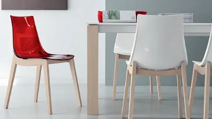 Sedia moderna con scocca in plastica e gambe in legno Spot-L di Aeffe