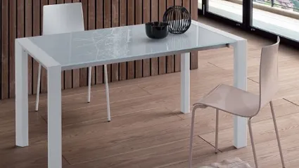 Tavolo moderno in metallo verniciato e vetro Absolute Down di Aeffe
