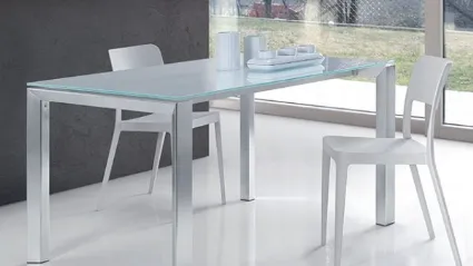 Tavolo da pranzo moderno in metallo e vetro Absolute Up di Aeffe