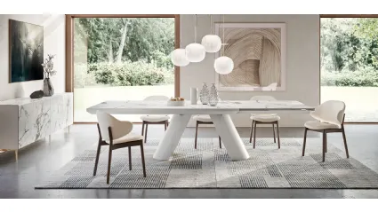 Tavolo allungabile con piano in ceramica effetto marmo Apian Plus di Calligaris