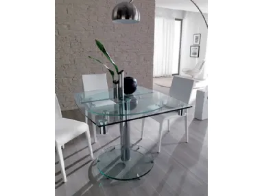 Tavolo moderno in acciaio cromato e vetro temperato Astro di Aeffe