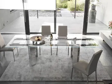 Tavolo allungabile in vetro con gambe in metallo Tower di Calligaris