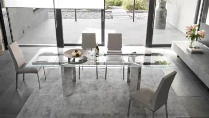 Tavolo allungabile in vetro con gambe in metallo Tower di Calligaris