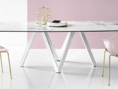 Tavolo Cartesio in accoppiato ceramica e vetro di Calligaris