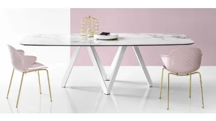 Tavolo Cartesio in accoppiato ceramica e vetro di Calligaris