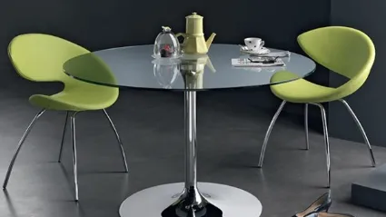Tavolo moderno in metallo cromato e vetro temperato City di Aeffe