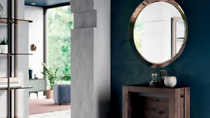 Consolle A4 allungabile in Rovere e metallo dotata di 4 prolunghe incorporate nella struttura di Ozzio