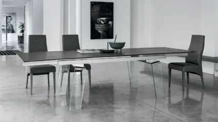Tavolo di design allungabile in vetro Crystal Plus di Target Point