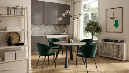 Tavolo rotondo Convivio con top finitura Eco legno Beton di Easyline