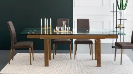Tavolo moderno con piano in vetro Hyper di Calligaris