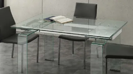 Tavolo allungabile Mini Glass in vetro temperato trasparente di La Seggiola