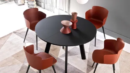 Tavolo rotondo Petalo Round in laminato Fenix Nero di Sedie Brianza