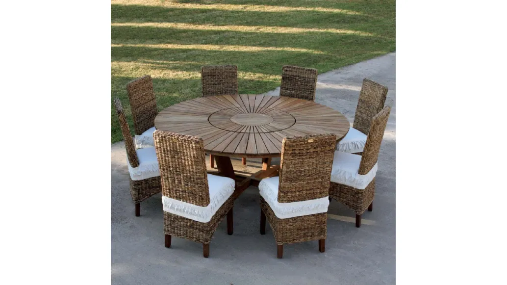 Tavolo rotondo Real Table in massello di teak indonesiano con finitura olio naturale di La Seggiola