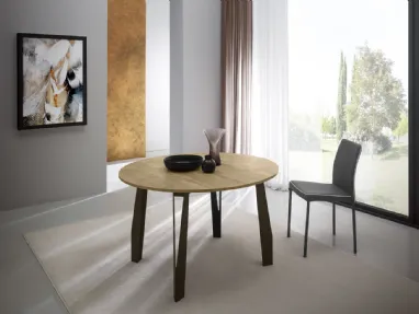 Tavolo T1377A Jet 120 Rotondo in melaminico rovere di Zamagna