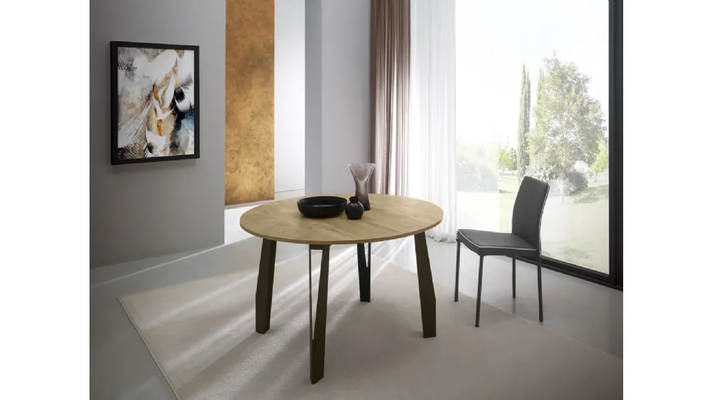Tavolo T1377A Jet 120 Rotondo in melaminico rovere di Zamagna