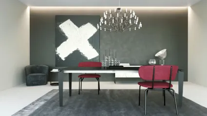 Tavolo T1522 Freccia 160 in laminato nero di Zamagna