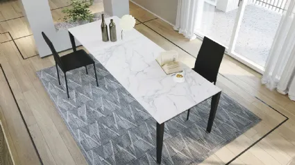 Tavolo T1538 Diapason 160 in vetroceramica opaca bianco calacatta di Zamagna