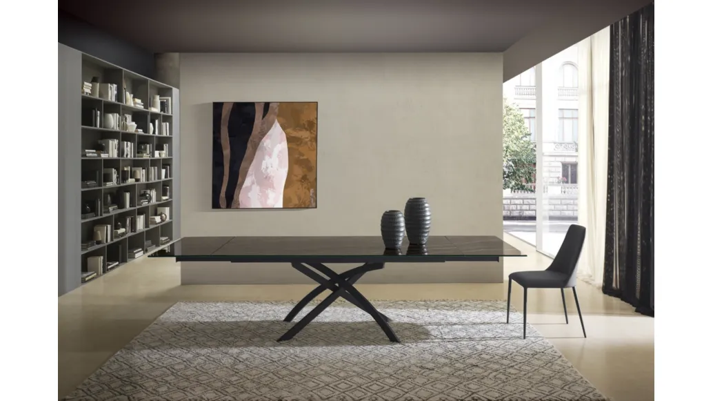 Tavolo T1225A Twist 200 in ceramica lucida di Zamagna