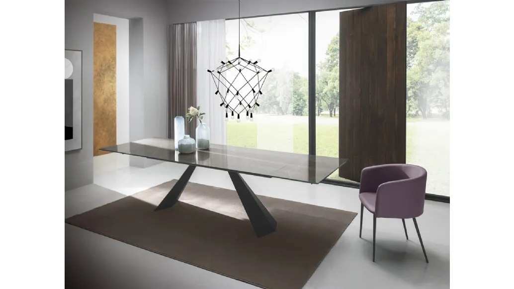 Tavolo T1335A Coast 200 in ceramica lucida di Zamagna