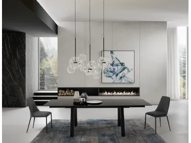Tavolo T1358A Sand 180 in ceramica nero lucido di Zamagna