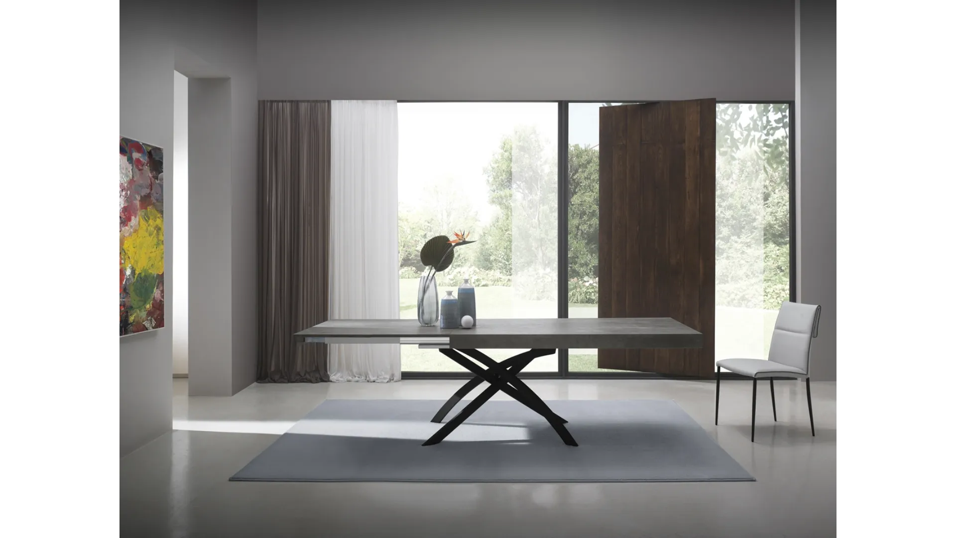 Tavolo con piano in vetro e struttura in legno massello Tokyo di Calligaris