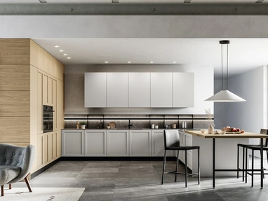 Cucina Moderna con penisola Alma 01 in pet e laminato di Arredo3