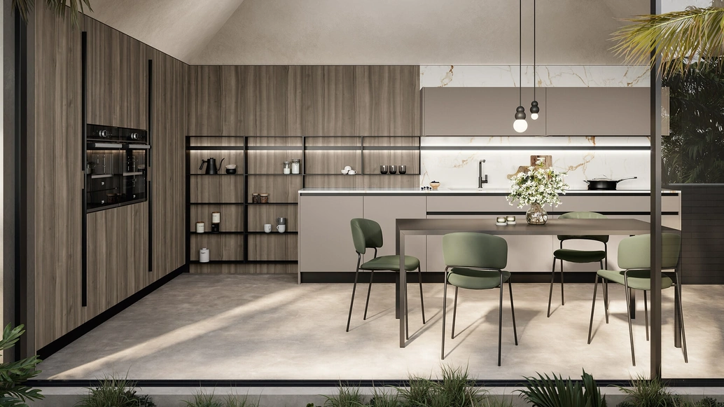 Cucina Moderna angolare Cloe 06 in laccato e laminato di Arredo3