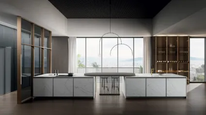 Cucina Moderna con penisola Kronos 01 in laminam di Arredo3