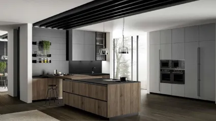 Cucina Moderna in rovere con penisola Asia 03 di Arredo3