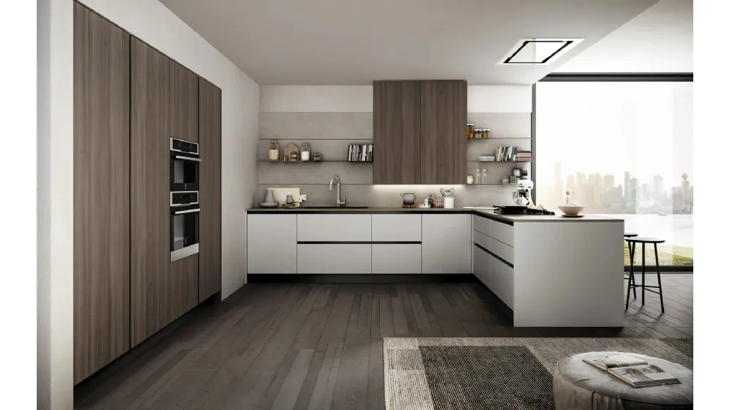 Cucina Moderna in laccato e laminato con penisola Cloe 06 di Arredo3