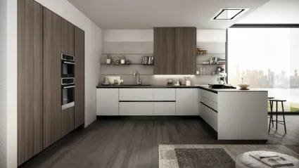 Cucina Moderna in laccato e laminato con penisola Cloe 06 di Arredo3