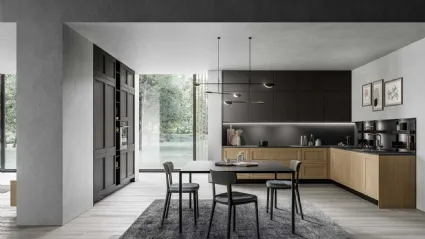 Cucina Moderna angolare in rovere brandy e laccato Frida 03 di Arredo3