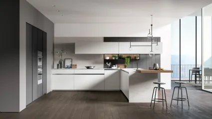 Cucina Moderna Glass 2 0 01 con penisola di Arredo3