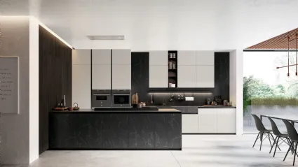 Cucina Moderna Glass 2 0 03 con penisola di Arredo3