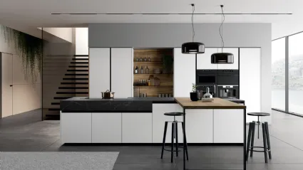 Cucina Moderna Glass 2 0 06 con isola di Arredo3