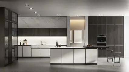 Cucina Moderna in Pet e rovere ebano con isola Kronos 01 di Arredo3