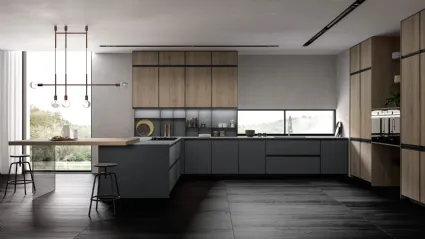 Cucina Moderna Kronos 02 con penisola di Arredo3