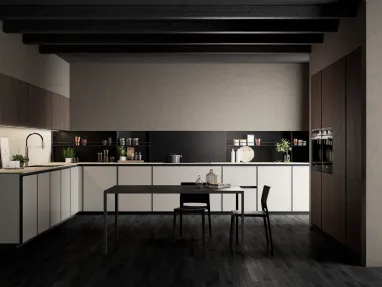 Cucina Moderna angolare Kronos in vetro Nebbia opaco di Arredo3