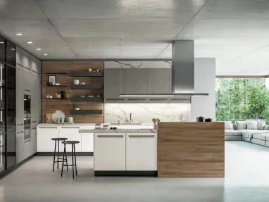 Cucina Moderna con isola Tekna 01 in pet e laminato di Arredo3