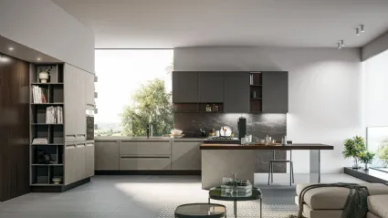 Cucina Moderna in Pet e laminato con penisola Tekna 05 di Arredo3