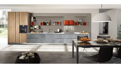 Cucina con cemento decorativo, legno e laccato opaco Baltimora 03 di Spagnol Cucine
