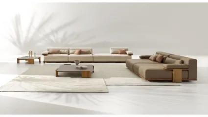 Divano Tao in tessuto e legno di iroko di Ditre Italia