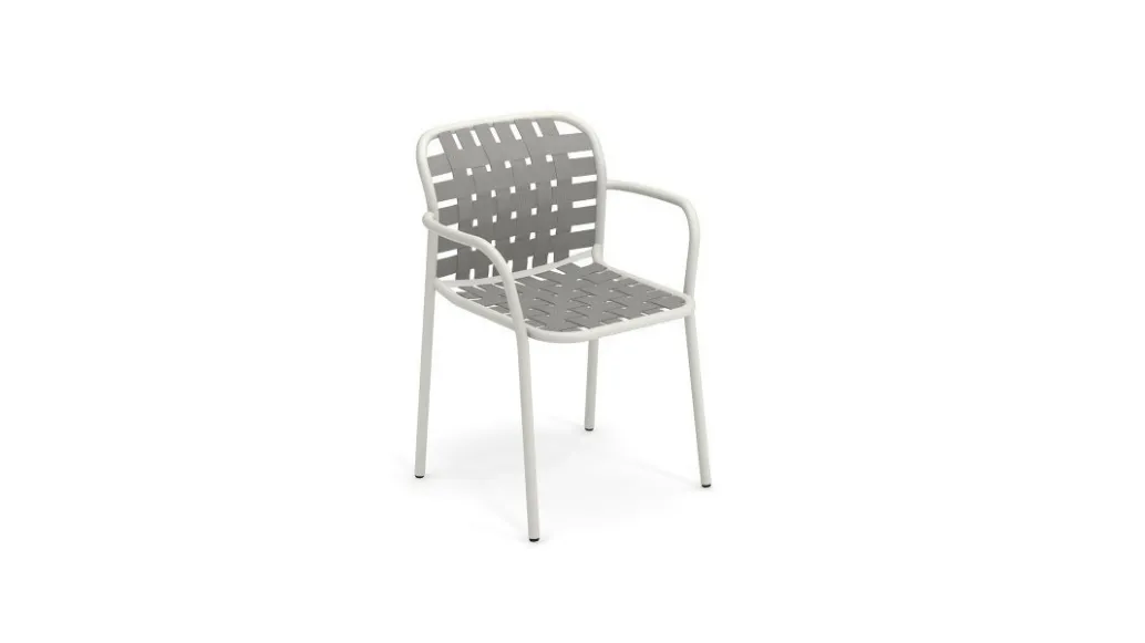 Sedia in alluminio con cinghie elastiche Yard braccioli di Aeffe