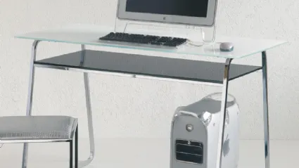 Scrivania Operativa con piano in vetro Clever di Ponti Terenghi
