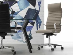 Poltrona Direzionale su ruote in ecopelle e metallo Genius di Sedie Brianza