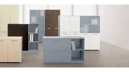 Armadi per Ufficio Point in laccato o melaminico con vani a giorno o chiusi da ante in vetro di MobilOfficeFurniture