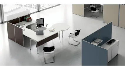 Scrivania operativa in melaminico e laccato Radial di MobilOfficeFurniture