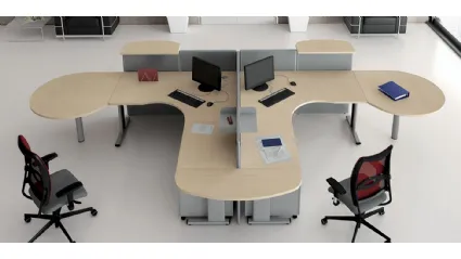 Scrivania operativa sagomata in melaminico e metallo T Desk di MobilOfficeFurniture